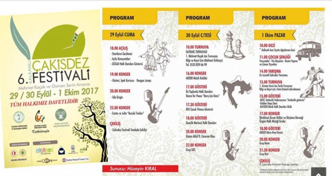 6. KALKANLI ÇAKİSDEZ FESTİVALİ 29 EYLÜL’DE BAŞLIYOR
