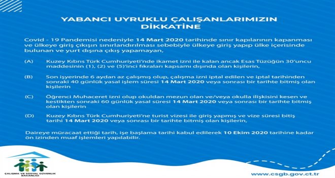 ÇALIŞMA BAKANLIĞINDAN YABANCI UYRUKLU ÇALIŞANLAR İÇİN DUYURU