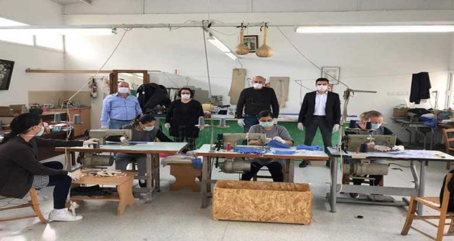 Cezaevinde maske üretimi başladı