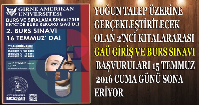 GAÜ, 2. BURS SIRALAMA SINAVI 16 TEMMUZ’DA GERÇEKLEŞECEK