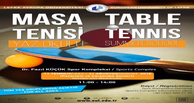 LAÜ Masa Tenisi Yaz Okulu Kayıtları Başlıyor