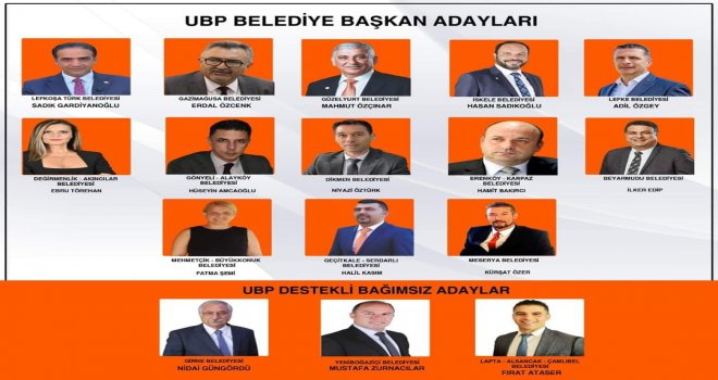 UBP, belediye başkan adaylarının tümünü açıkladı